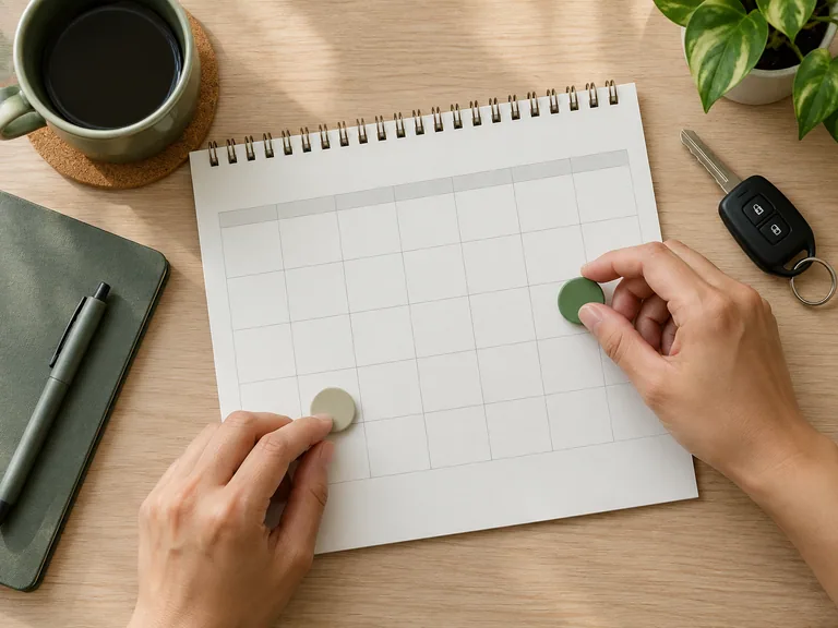 Kalendar tanpa tarikh dengan penanda boleh alih dan kunci
